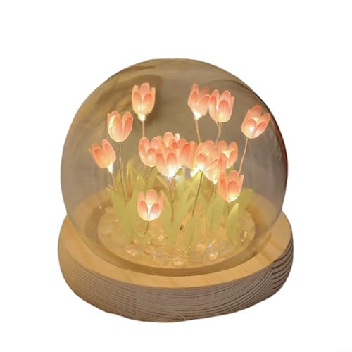 HpLive DIY Tulpe Nachtlicht Material Pack, Rosa Tulpe Stimmungslicht Handgemachte LED Schlafzimmer Lampe (A) von HpLive