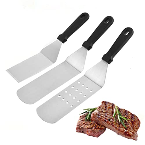 Hperu 3pcs Grill Spatel Edelstahl Grill Spatel langlebiger Kochen Flacher Spatel für Grill Küchengrill -Werkzeugsets von Hperu