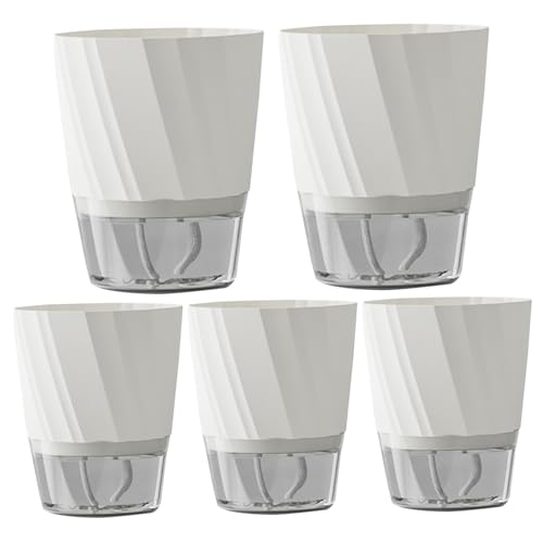 Hperu 5pcs Selbstbewässerung Topf, Selbstbewässerungstopf innerne Selbstbewässerung Pflanzer mit großer Wasserspeicherung und Wattebutkschnur Moderne einfache weiße Blütentöpfe von Hperu