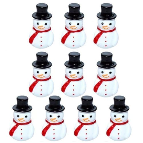 Hrippy Mini Snowman Figur 10pcs Harz Schneemann Ornament Miniatur Winter Schneemann Fairy Garten Orament Nette Cartoon Weihnachtsdekoration von Hrippy