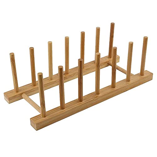 HstheSea 4 Stück Bambus Abtropfgestell Bamboo Tellerständer Bambusregal Küche Holz Abtropfbrett Abtropffläche Lagerung Inhaber Platzsparend Küchenschrank-Organizer für Schüssel Tasse Schneidebret Buch von Hsthe Sea