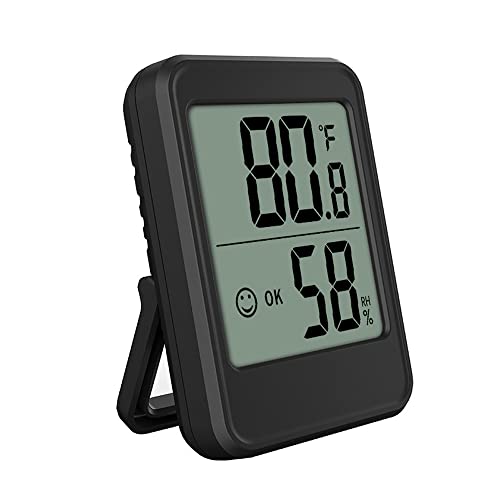Hsthe Sea Thermometer Hygrometer Mini-LCD-Thermometer Feuchtigkeitsmonitor mit Komfortsymbol für Babyzimmer im Innenbereich, Gew?chshaus-Klimatisierung im Lager (schwarz) von Hsthe Sea