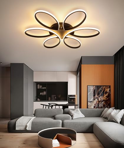 Hsyyz LED Deckenleuchte,Dimmbar Wohnzimmerlampe,mit Fernbedienung Schlafzimmerlampe Modern Design,für Schlafzimmer Büro Küche Esszimmer (Schwarz, D90) von Hsyyz