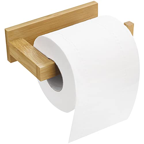 Toilettenpapierhalter Bambus Ohne Bohren Klopapierhalter Holz Selbstklebend Klorollenhalter Handtuchhalter für WC Badezimmer von Htlxlm