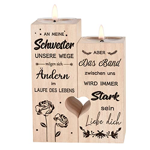 An Meine Schwester Personalisierte Geschenke Frauen Herzförmiger Kerzenhalter Doppelseitiger Druck,Geschenk Schwester Geburtstag,Beste Schwester Geschenke von Hua Feishang