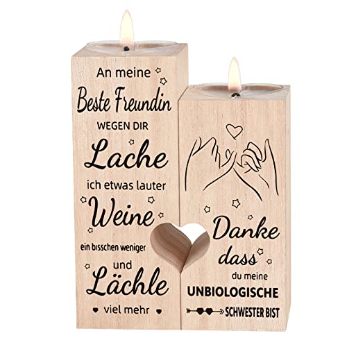 Herzförmiger Kerzenhalter Doppelseitiger Druck Beste Freundin Geschenke Geschenk für Freundin freundschaftsgeschenke Geburtstagsgeschenk für Beste Freundin (H) von Hua Feishang