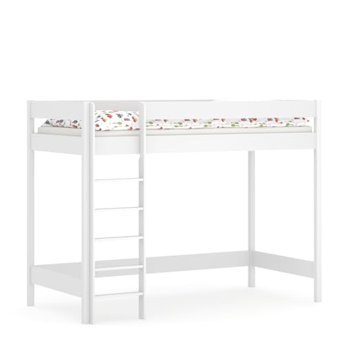 Hubi Hochbett / Doppelstockbett mit Eingang vorne und Matratze, 180 x 90 cm, Weiß von Hubi Loft Bunk Bed