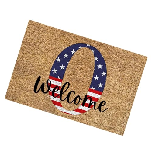 Hugsweet Amerikanische Flaggen-Fußmatte, 4. Juli-Fußmatte,Willkommensmatte mit patriotischer amerikanischer Flagge - 60 x 40 cm große Memorial Day-Teppiche für die, 4. Juli-Willkommensmatte für von Hugsweet