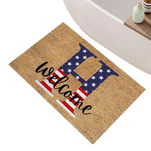 Hugsweet Patriotischer Outdoor-Teppich, Fußmatte mit amerikanischer Flagge | Patriotische Outdoor-Willkommensmatte | 60 x 40 cm großer Willkommensteppich in Rot, Weiß und Blau, Willkommens-Fußmatte von Hugsweet