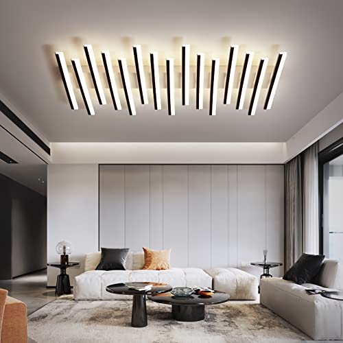 Huilefu LED Deckenleuchte mit Fernbedienung Dimmbar Modern Kreative Blumen Designe Deckenlampe Wohnzimmerlampe Schwarz Groß Jugendzimmer Decken Leuchte Schlafzimmer Arbeitszimmer Büro (A-110CM) von Huilefu