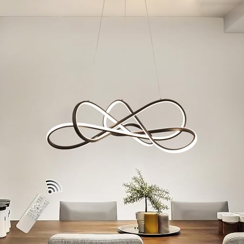 Huillefu LED Modern hängelampe esstisch lampe wohnzimmer lampen pendelleuchte schwarz esstischlampe Dimmbare DIY Design kronleuchter Hängend Höhenverstellbar (Schwarz lackiert, 65cm) von Huilefu