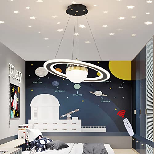 Kinderzimmer Hängelampe LED Dimmbar Hochwertige Kinderzimmerlampe Rund Design Modern Hängeleuchte Mädchen Jungen Schlafzimmer Dekorative Lampe Kinder Pendellampe (Sternenhimmel) von Huilefu