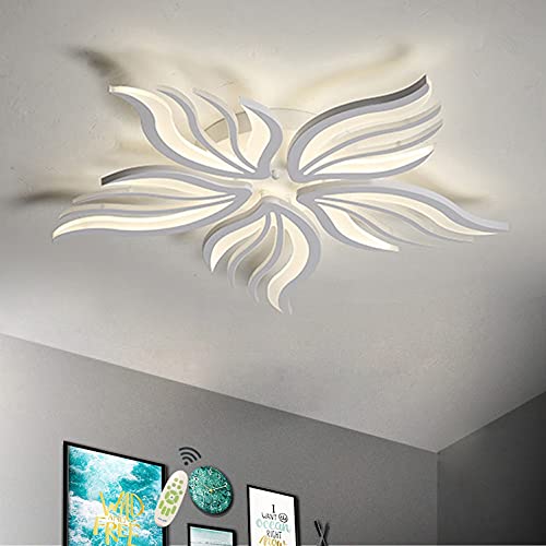 LED Deckenleuchte Dimmbar Wohnzimmerlampe mit Fernbedienung Schlafzimmer Deckenlampe Modern Deckenbeleuchtung Weiß Kreative Design Schlafzimmerlampe Dimming Farbwechsel Decke Licht 5 heads 45W von Huilefu