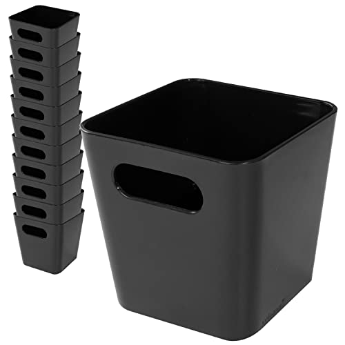 12 x Ordnungsbox - 10 cm hoch - schwarz - 10 x 10 cm - Ordnungskorb - Regalorganizer Wandregal - Schubladen Organizer schmaler Korb - Badezimmer von Hummelladen