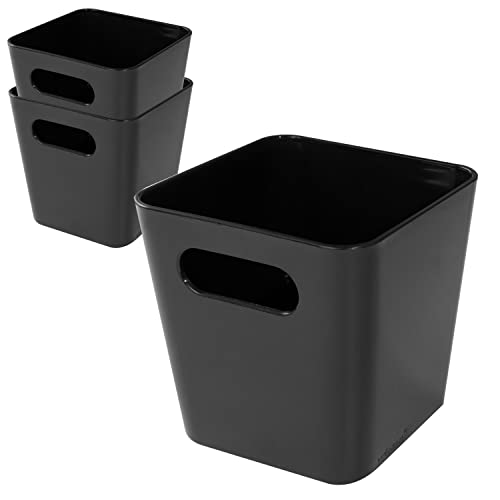 3 x Ordnungsbox - 10 cm hoch - schwarz - 10 x 10 cm - Ordnungskorb - Regalorganizer Wandregal - Schubladen Organizer schmaler Korb - Badezimmer von Hummelladen