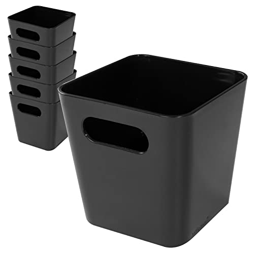 6 x Ordnungsbox - 10 cm hoch - schwarz - 10 x 10 cm - Ordnungskorb - Regalorganizer Wandregal - Schubladen Organizer schmaler Korb - Badezimmer von Hummelladen