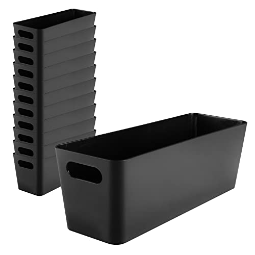 Hummelladen 12x Ordnungsbox - 10 cm hoch - schwarz - 30x10x10cm - 2 Liter - Ordnungskorb - Wandregal - Schubladenorganizer - schmaler Korb - Badezimmer von Hummelladen