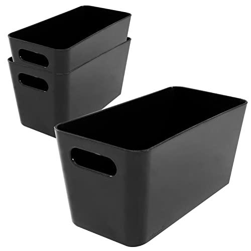 Hummelladen 3X Ordnungsbox - 10 cm hoch - schwarz - 20x10x10cm - 1,4 Liter - Ordnungskorb - Wandregal - Schubladenorganizer - schmaler Korb - Badezimmer von Hummelladen