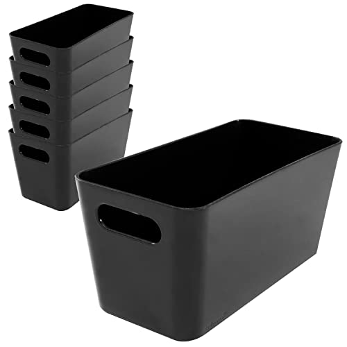 Hummelladen 6X Ordnungsbox - 10 cm hoch - schwarz - 20x10x10cm - 1,4 Liter - Ordnungskorb - Wandregal - Schubladenorganizer - schmaler Korb - Badezimmer von Hummelladen