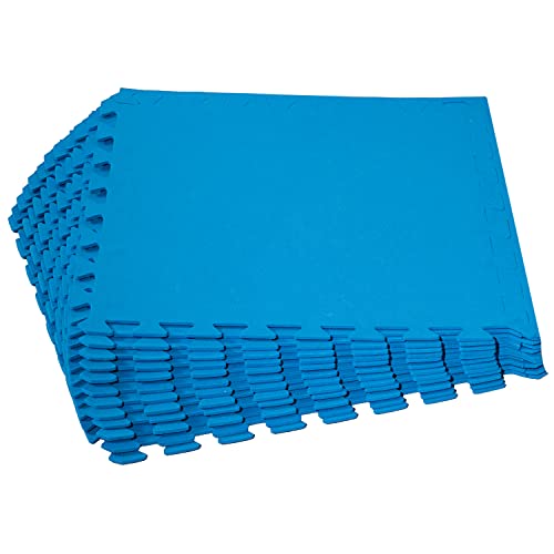 Poolunterlegmatte blau 50x50x0,5 cm - 48 Stück - 11,5 m² - mit Rand Eva - ohne Struktur - Stecksystem Puzzelmatte | Fitness Sportmatte Trainingsmatte von Hummelladen