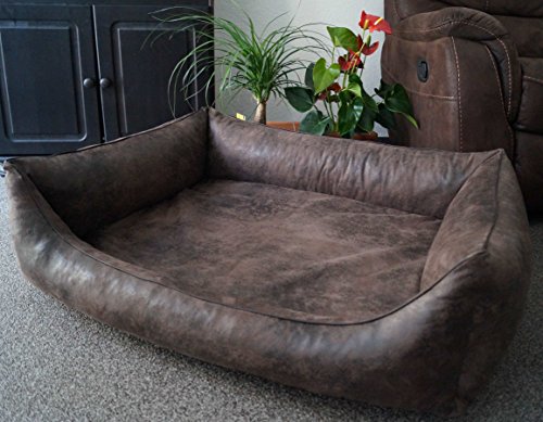 Orthopädisches Hundesofa Hundebett Schlafplatz Wildlederoptik Ortopedico mit Viscoschaum Matratze (80 cm X 60 cm, braun) von Hundebettenmanufaktur