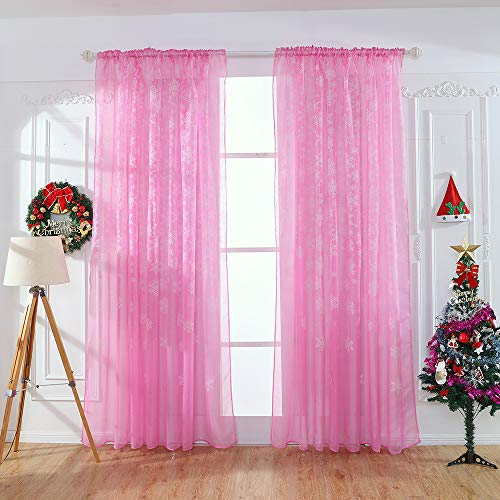 Hunpta@ Voile Gardinen Vorhang mit Kräuselband Weihnachten Schneeflocken Transparent Tüll Fenster Vorhang Wohnzimmer Schlafzimmer Kinderzimmer Deko, 80x200cm, 1 Stück von Hunpta @