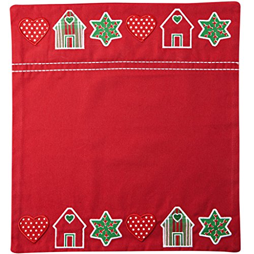 Hutschenreuther 02460-729128-05635 Weihnachtsleckereien Textil-Kissenhülle mit Knopfleiste 40 x 40 cm, rot von Hutschenreuther