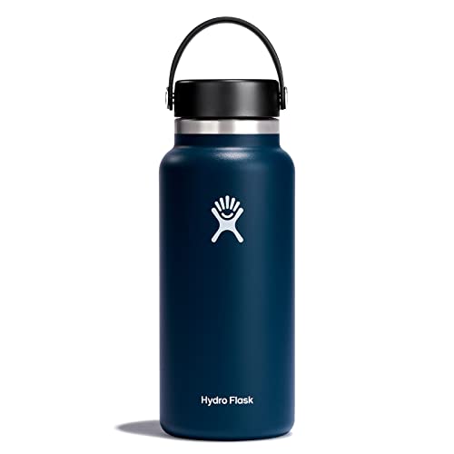 HYDRO FLASK - Trinkflasche 946ml (32oz) - Isolierte Wasserflasche aus Edelstahl - Sportflasche mit auslaufsicherem Flex Cap-Deckel & Gurt - Thermoflasche Spülmaschinenfest - Größe Öffnung - Indigo von Hydro Flask