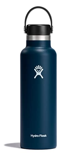 HYDRO FLASK - Trinkflasche 621ml (21oz) - Isolierte Wasserflasche aus Edelstahl - Sportflasche mit auslaufsicherem Flex Deckel & Gurt - Thermoflasche Spülmaschinenfest - Kleine Öffnung - Indigo von Hydro Flask