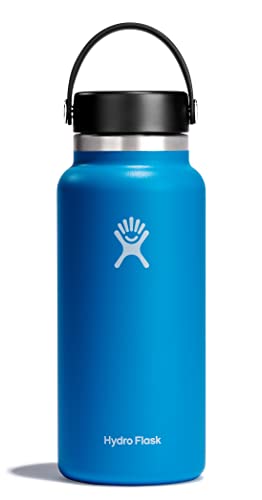 HYDRO FLASK - Trinkflasche 946ml (32oz) - Vakuumisolierte Wasserflasche aus Edelstahl - Sportflasche mit auslaufsicherem Flex Cap & Gurt - Thermoflasche Spülmaschinenfest - Größe Öffnung - Pacific von Hydro Flask