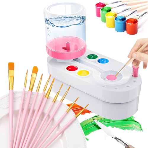 Hynhsun Pinselreiniger, Pinsel-Auslöser, 10 Malpinsel, Zubehör, Kinder-Malstation mit Abfluss und Pinselhalter, Wasserzirkulation, Pinsel-Reinigungswerkzeug für Erwachsene, Künstler, Kinder Hynhsun Pinselreiniger, Pinsel-Auslöser, 10 Malpinsel, Zubehör, Kinder-Malstation mit Abfluss und Pinselhalter, Wasserzirkulation, Pinsel-Reinigungswerkzeug für Erwachsene, Künstler, Kinder von Hynhsun