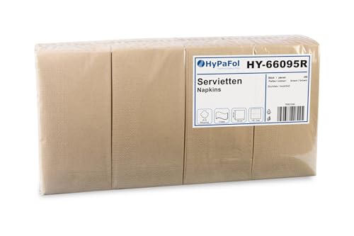 Hypafol 250 Stück 2-lagige Recycling Servietten (40x40cm) 1/8 Falz | Umweltfreundliche Tischdekoration in stillvollem Braunton | für Hochzeiten, Feiern, Restaurant & Catering (Unbedruckt, 40x40cm) von Hypafol