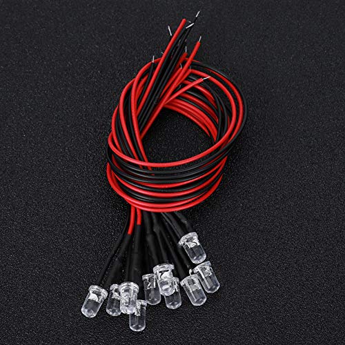 50PCS LED Dioden Licht, 12V 5mm Rundkopf Warmweißes Licht LED Leuchtdiode Kabel Kit von Hyuduo