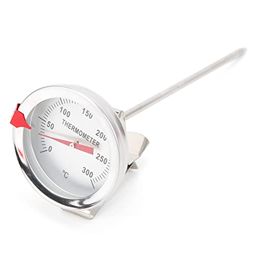 Edelstahl-Bratthermometer, Frittierthermometer, Edelstahl-Stiel-Fleisch-Kochthermometer mit 5-cm-Zifferblatt für Ölwanne für Thermometer (15cm) von Hyuduo