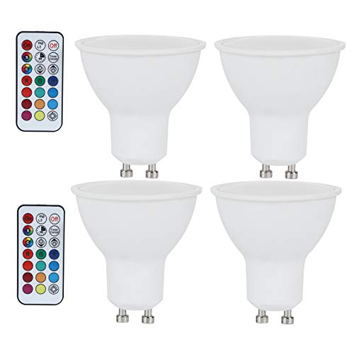 Hyuduo 3W RGB-Farbbirne, LED-Spot-Glühbirne Wechselnd, Leuchte mit Fernbedienung für Schlafzimmerkorridor Hotelbar 85‑265V(GU10 RVB + blanc chaud) Scheinwerfer von Hyuduo