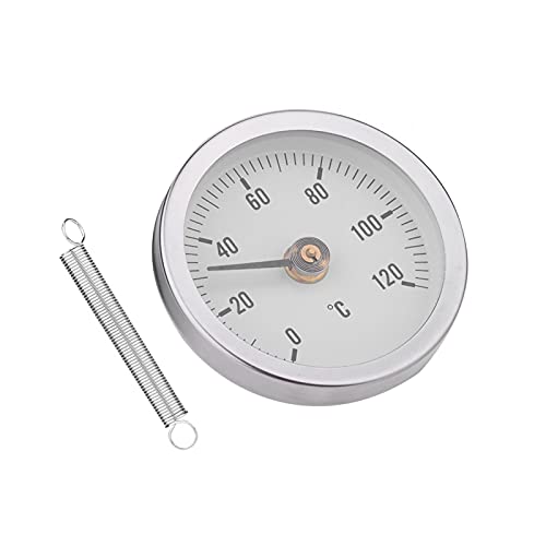 63 Mm Edelstahl-Zifferblatt-Bimetall-Thermometer IP55 0–120 ° Bimetall-Temperatur-Federthermometer, Temperaturbereich 0–120 °C, Genauigkeit ±2,5–2–2,5%, Axiale Ausführung, Federbefestigung von Hztyyier