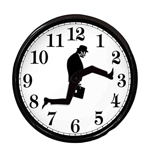 Silent Mute Clock Ministry of Silly Walks Clock Glass Wall Round Clock für Hotel Living Room Decor von Hztyyier