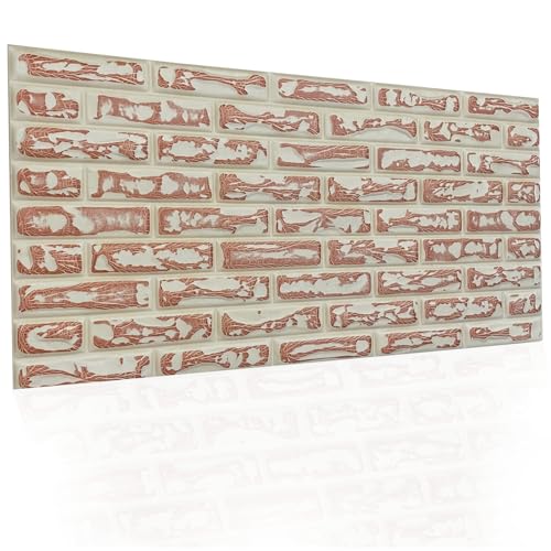 3D Paneele Ziegeloptik aus Polystyrol Styropor XPS, Deckenpaneele Steinoptik Backstein Wandpaneele, Dekoren Ziegel Imitat, 3mm stärke 100x50cm 10m² - 20 Stück (Rot - Beige) von I K H E MALARKA