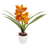 I.GE.A. Kunstblume "Orchidee", Mit Blätter im Topf aus Keramik Künstliche Blume Cymbidium-Orchidee von I.Ge.A.