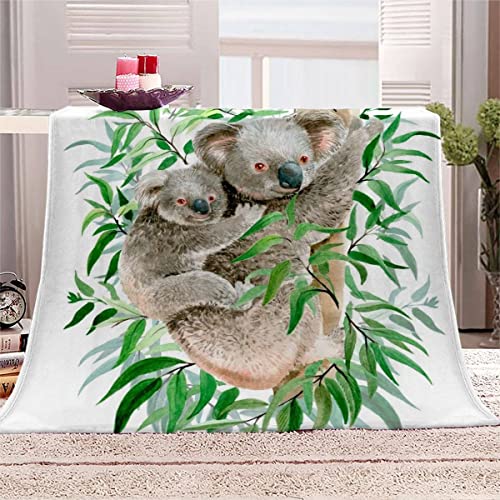 Decke 150x200 cm Koala Kuscheldecke Flauschig 3D Digitaldruck Weiche Warme Mikrofaser Flanelldecke Motiv Wohndecke Sofadecke Couchdecke Blanket für Erwachsene von IATAHI