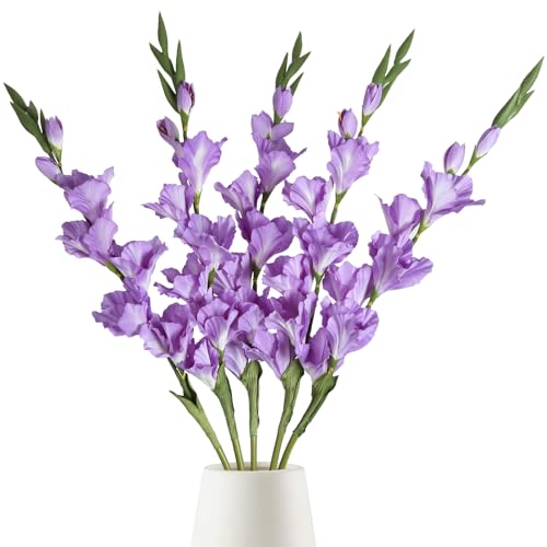 ICBOX Künstliche Gladiolen, 84 cm lang, künstliche Blumen, Gladiolen, Seide, Gladiolen, Gladiolen, künstliche Gladiolen für Zuhause, Hochzeit, Garten, Arrangement, Dekoration (lila) von ICBOX