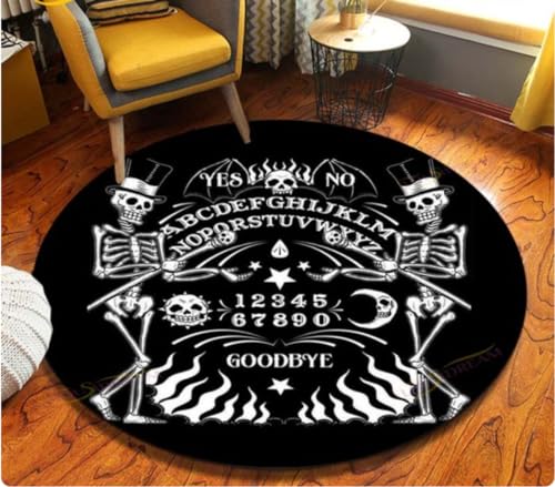 ICOBES Ouija Board Print Wasserdichter Und Rutschfester Bodenteppich Runde Fläche Teppiche Wohnzimmer Kinderstuhl Zelt Spiel Spiel Teppiche 100Cm von ICOBES