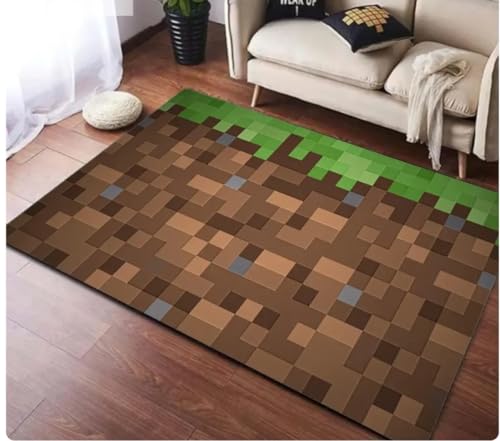 ICOBES Spiel Teppich Meine Welt Bedruckter Teppich Mosaik Muster Teppich Gamer Zimmer Dekor Schlafzimmer Bodenpolster Wohnzimmer Türpolster 60X90Cm von ICOBES