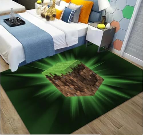 ICOBES Spiel Teppich Meine Welt Bedruckter Teppich Mosaik Muster Teppich Gamer Zimmer Dekor Schlafzimmer Bodenpolster Wohnzimmer Türpolster 60X90Cm von ICOBES