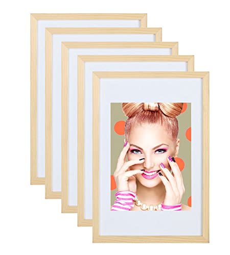 IDEAL TREND 3er 5er Set Holz Bilderrahmen Lifestyle Plexi Foto Rahmen Collage Wanddeko Poster S111: Farbe: 5er Pack Natur | Format: 40x60 von IDEAL TREND