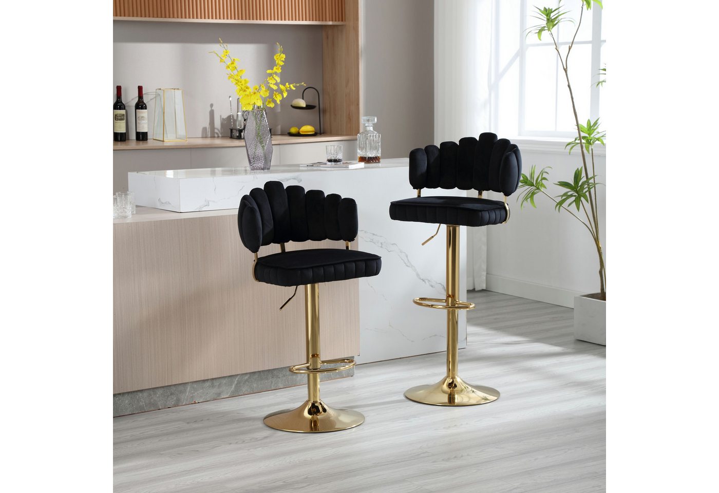 IDEASY Barhocker Drehbares Barhocker-Set mit 2 höhenverstellbaren Stühlen, (2-teiliges Set), 360-Grad-Drehung, mit Fußpedal, geeignet für Wohnzimmer und Bar von IDEASY