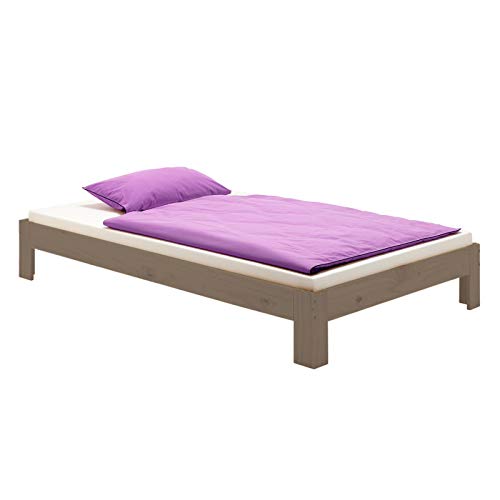 IDIMEX Futonbett Bettgestell Thomas 90 x 190 cm Kiefer massiv Taupe lackiert von IDIMEX