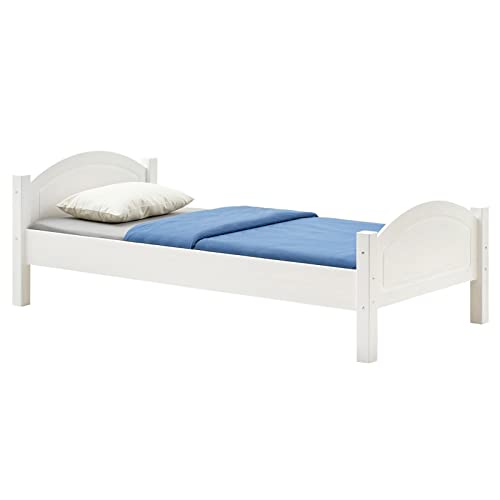 IDIMEX Massivholzbett FLIMS aus massiver Kiefer in weiß, stabiles Bett in 90 x 190 cm, schönes Bettgestell mit Fuß- und Kopfteil von IDIMEX