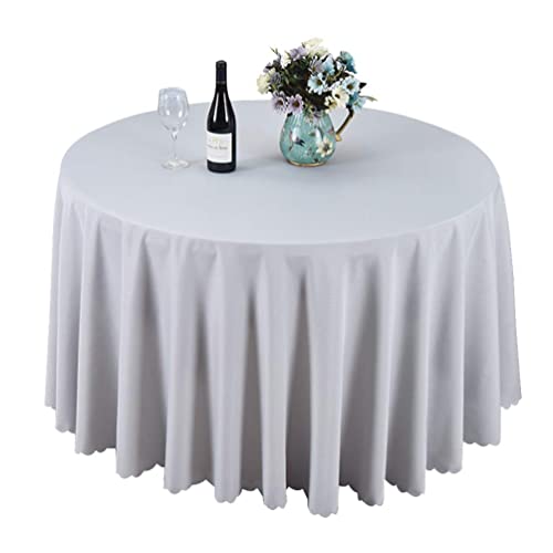 IFIKK Rund Tischdecke, Tischdecke Abwaschbar, Wasserabweisend Tischtuch, Table Cloth, Tafeldecke mit Saum, Tischtücher Fleckschutz Pflegeleicht Abwaschbar (Rund: 260cm, Silber grau) von IFIKK