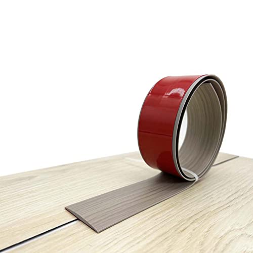 PVC Selbstklebend Abdeckleiste 1/3/10M Übergangsprofil Wasserdicht Selbstklebend,Übergangsschiene Abschlussprofil,Gummi Wandsockelleiste,Boden Teppich Laminat (Graue Holzmaserung, 3M) von IGTOPS